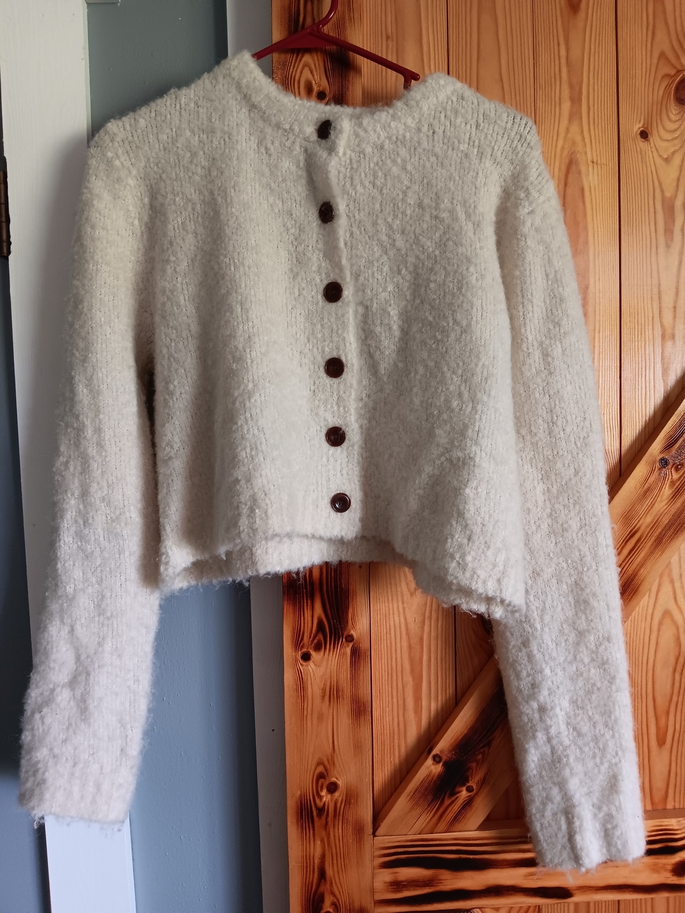 The Vintage Shop Cream Fuzzy Button-Front Cardigan